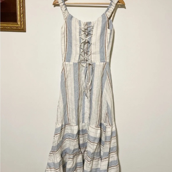 Reformation Kate Dress in Napoli Stripe I 4 linen - Picture 4 of 11